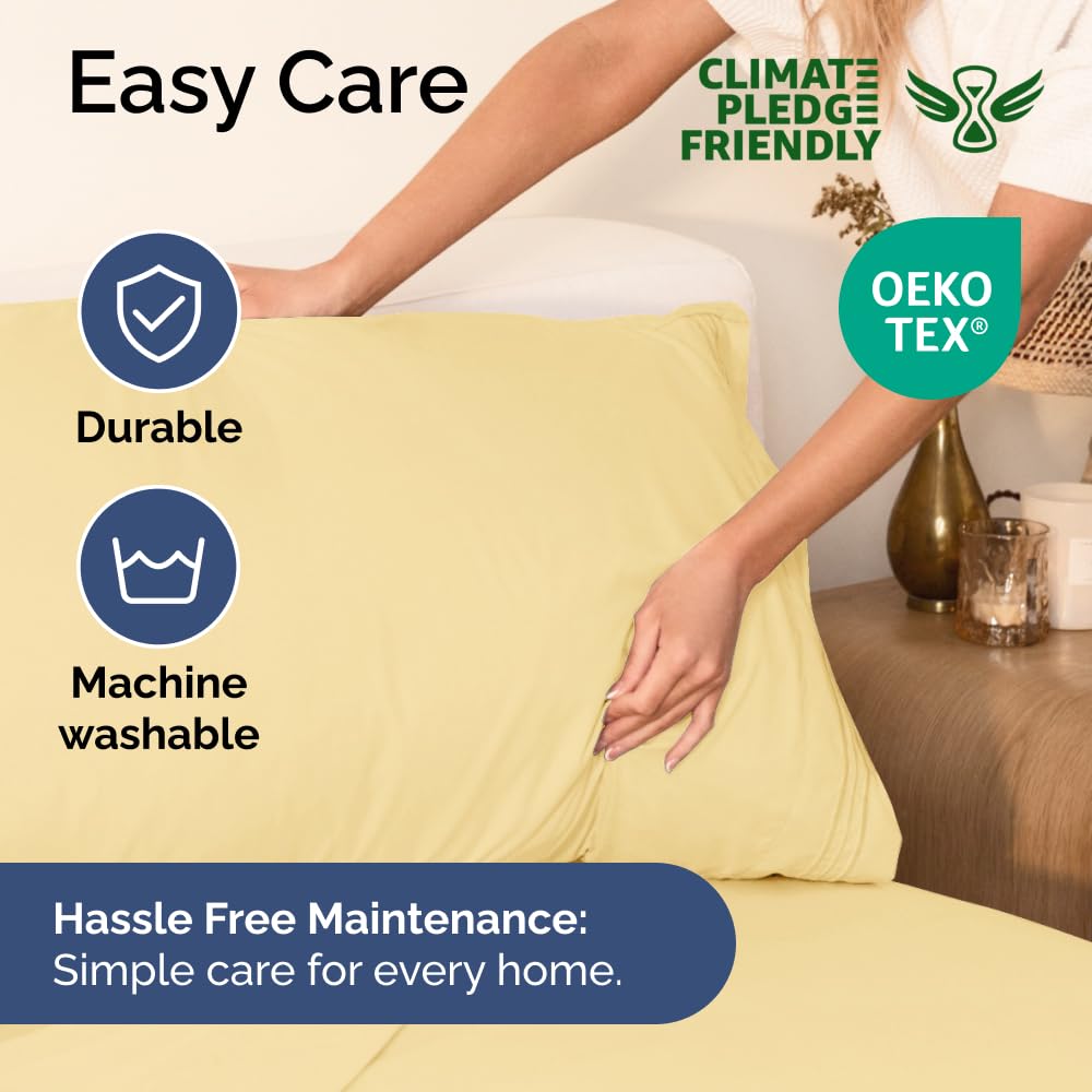 Extra Deep Pocket Twin Xl Sheets - 3 Piece Breathable & Cooling Bed Sheets - Hotel Luxury Bed Sheet Set - Soft, Wrinkle Free & Comfy - Easily Fits Extra Deep Mattresses - Deep Pocket Yellow Sheets Set