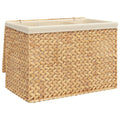 vidaXL Large Laundry Basket with Lid - Foldable Water Hyacinth Hamper - Rustic Cream White Liner - Laundry Room, Bathroom, Bedroom Storage -75x42.5x52 cm