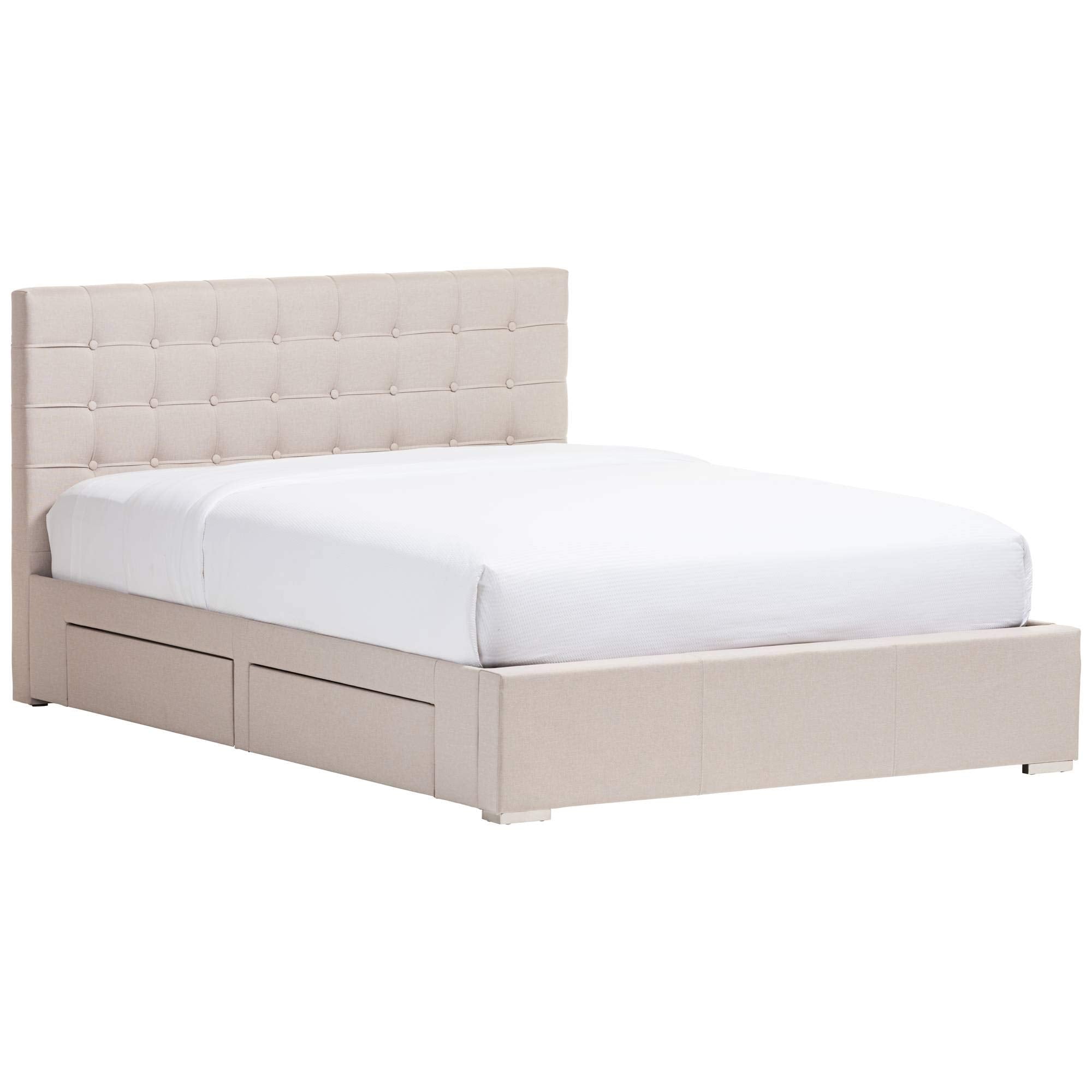 Baxton Studio Rene Queen Storage Platform Bed In Beige