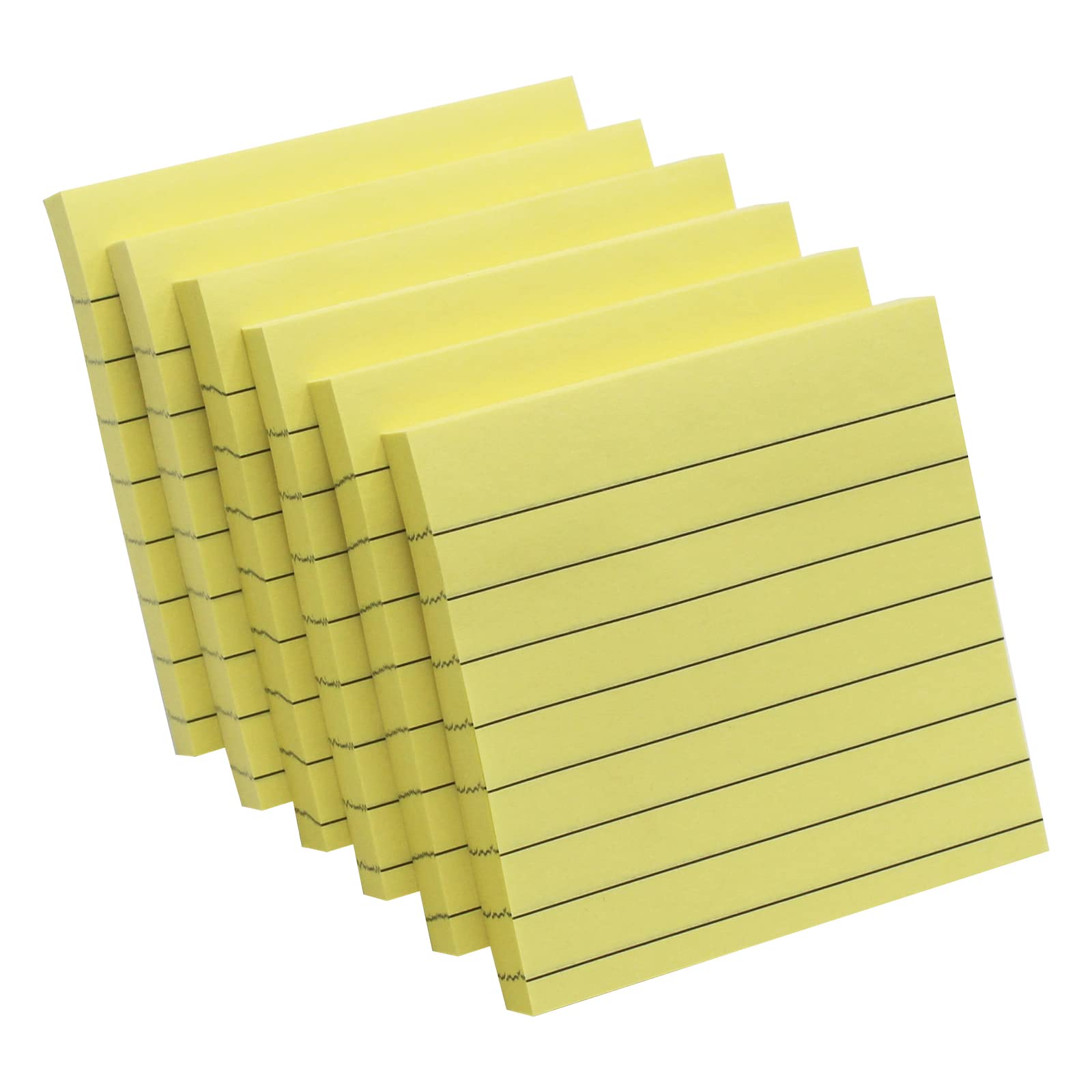 Lined Sticky Notes, 3X3 Inch, 600 Sheets Self-Stick Notes, Easy To Post For School, Office, Notebook, Pastel Yellow Color, 100 S