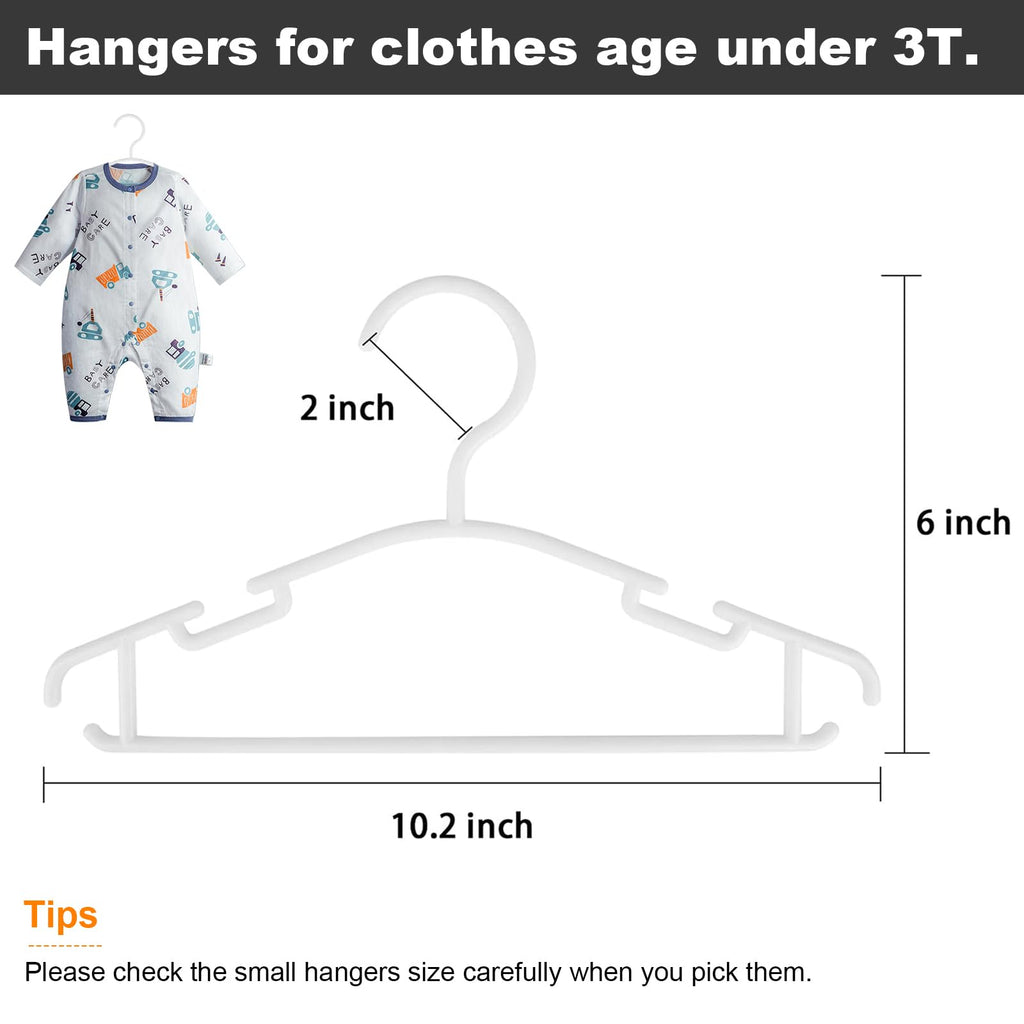 Goodtou Kids Hangers 100 Pack Baby Hangers For Closet Toddler Hangers Plastic White Childrens Hangers Small Hangers 10.24Inch
