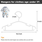 Goodtou Kids Hangers 100 Pack Baby Hangers For Closet Toddler Hangers Plastic White Childrens Hangers Small Hangers 10.24Inch