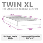 vidaXL Twin XL Size Bed Frame with Plywood Slats, Platform Bed Frame, Faux Leather Upholstered Mattress Foundation, No Box Spring Needed & Easy Assembly, White, Without Mattress