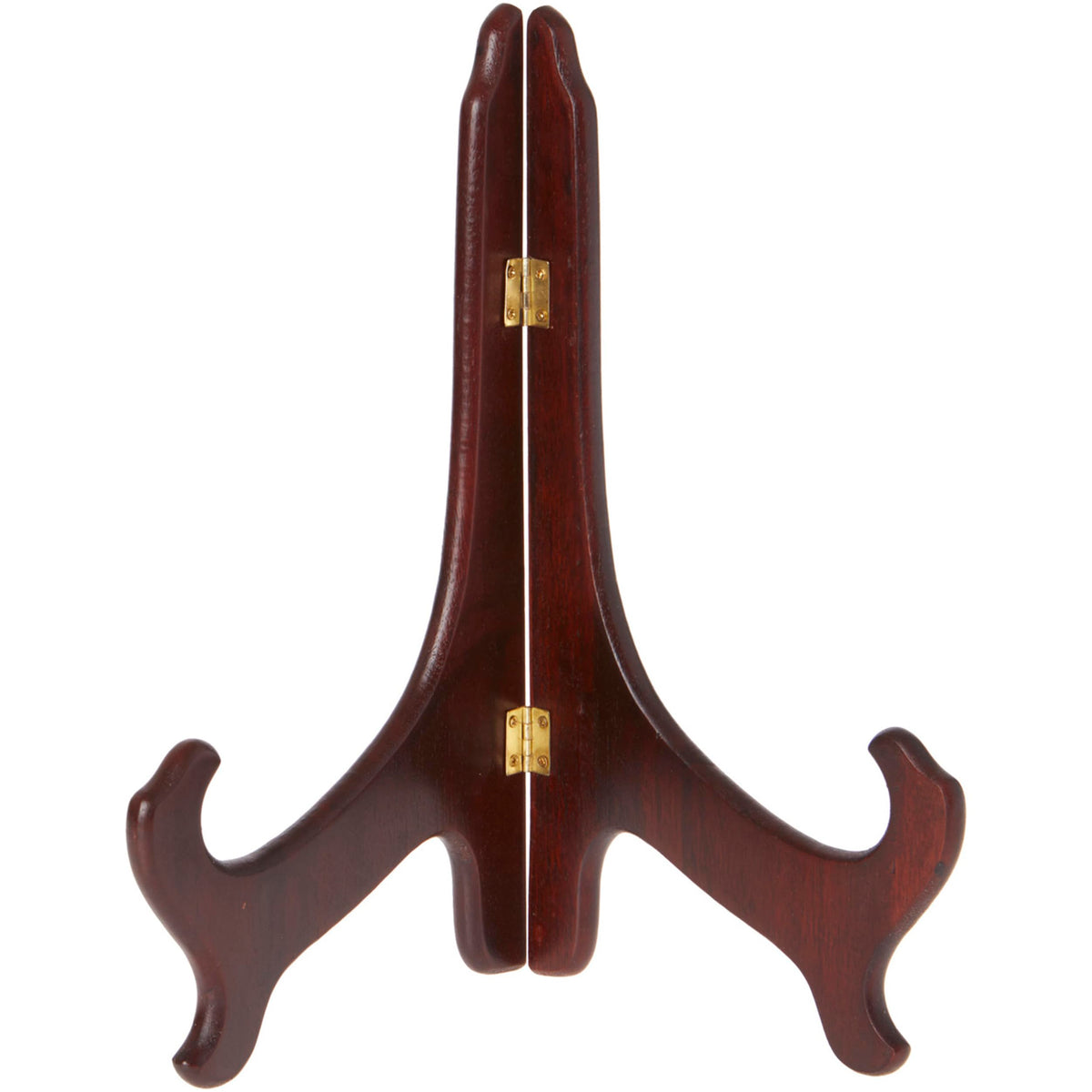 Bard's Hinged Dark Wood Plate Stand, 11'' H x 8.5'' W x 6'' D (For 10'' - 14'' Plates)