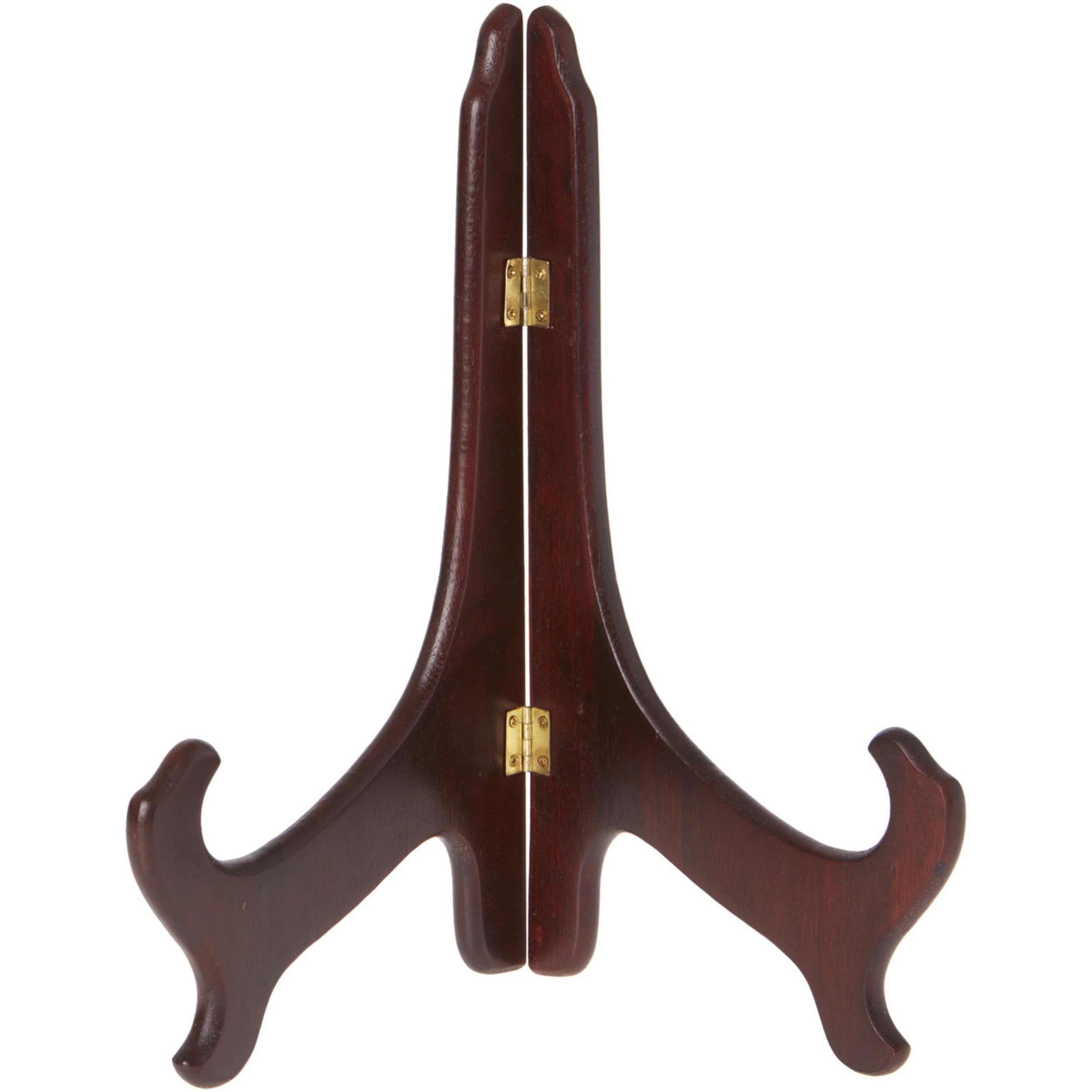 Bard's Hinged Dark Wood Plate Stand, 11'' H x 8.5'' W x 6'' D (For 10'' - 14'' Plates)