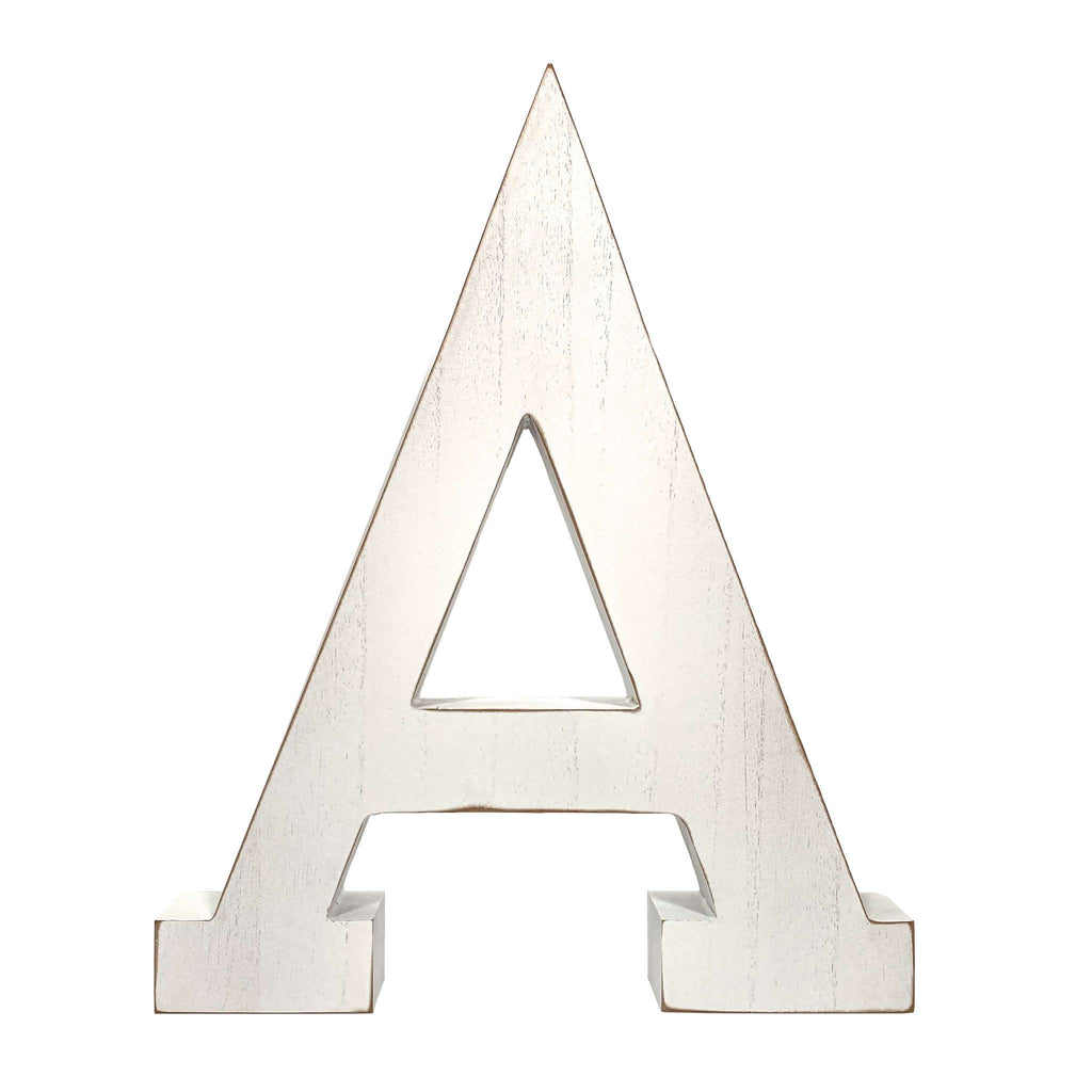 HomeRoots 16' Distressed White Wash Wooden Initial Letter A Sculpture