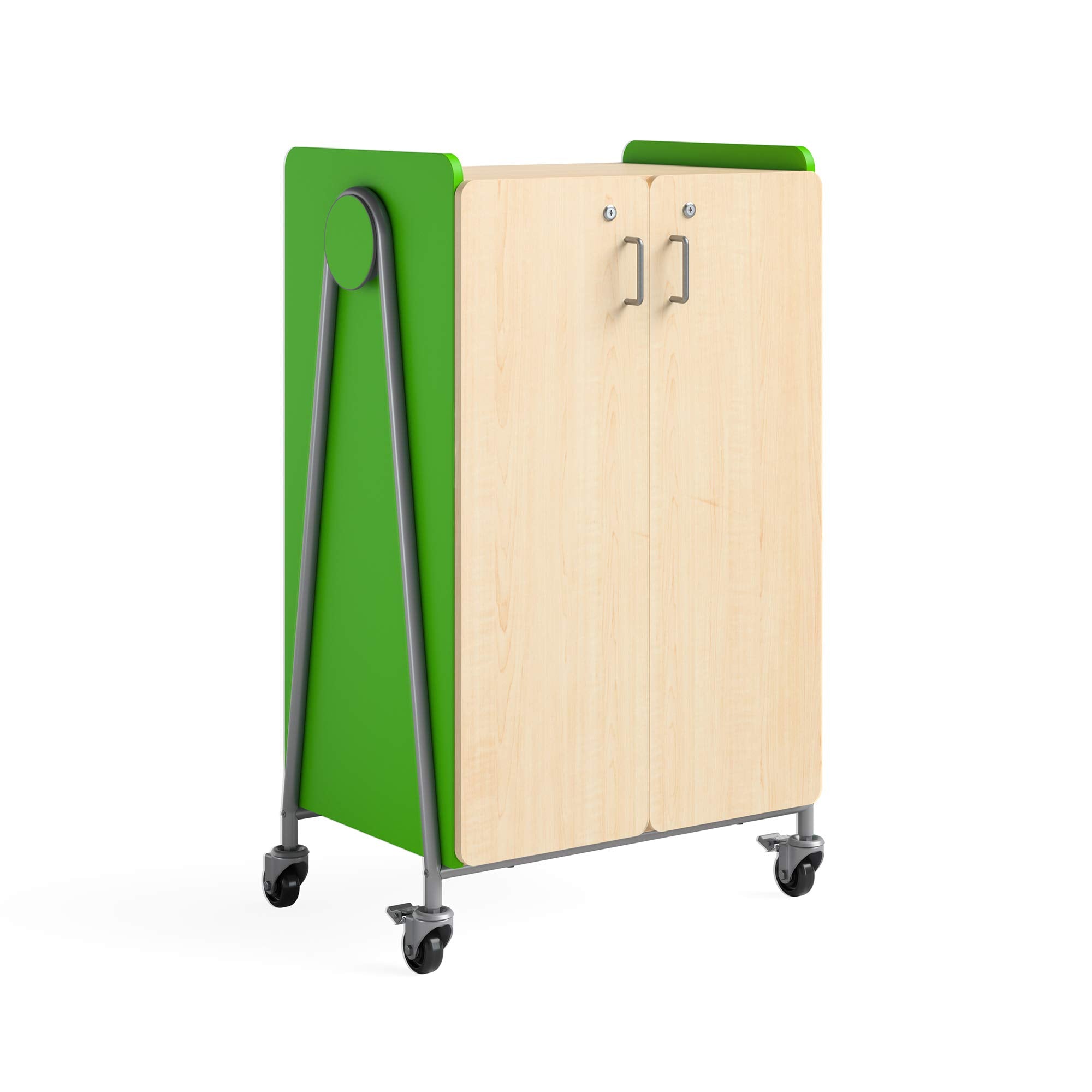 Safco Products 3934GRN Whiffle Typical 14, Double Column 12-Tote 4-Shelf Doored Rolling Storage Cart with Magnetic Dry-Erase Back, H, Variated Totes & Shelves, 48&quot; Height- Green Color