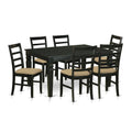 East West Furniture WEPF7-BLK-C 7 Piece Dining Room Table Set Consist of a Rectangle Wooden Table with Butterfly Leaf and 6 Linen Fabric Kitchen Dining Chairs, 42x60 Inch, Black