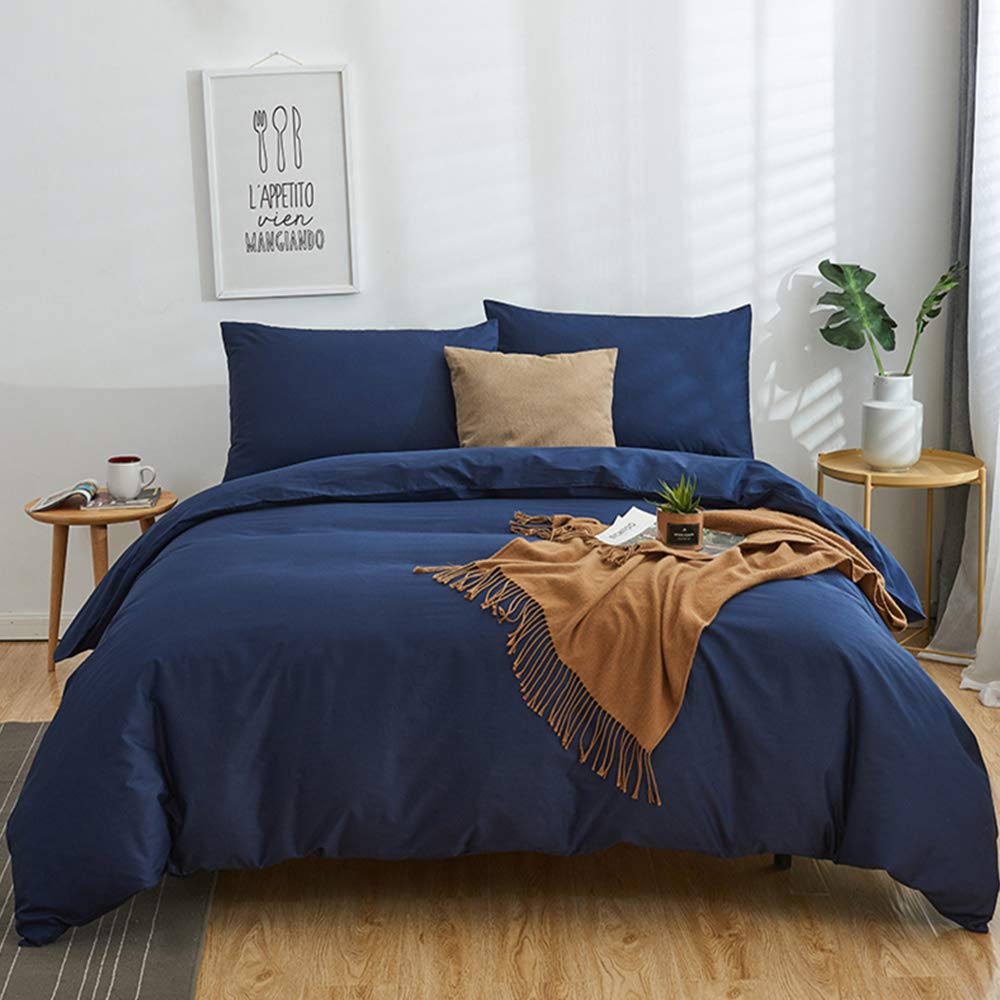 CLOTHKNOW Navy Blue Comforter Set Twin Size 3Pcs Dark Blue Bedding Comforter Sets Blue Twin Comforter Navy Blue Comforter Sets K