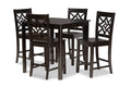 Baxton Studio Nicolette Modern and Contemporary Transitional Dark Brown Finished Wood 5-Piece Pub Set