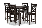 Baxton Studio Nicolette Modern and Contemporary Transitional Dark Brown Finished Wood 5-Piece Pub Set