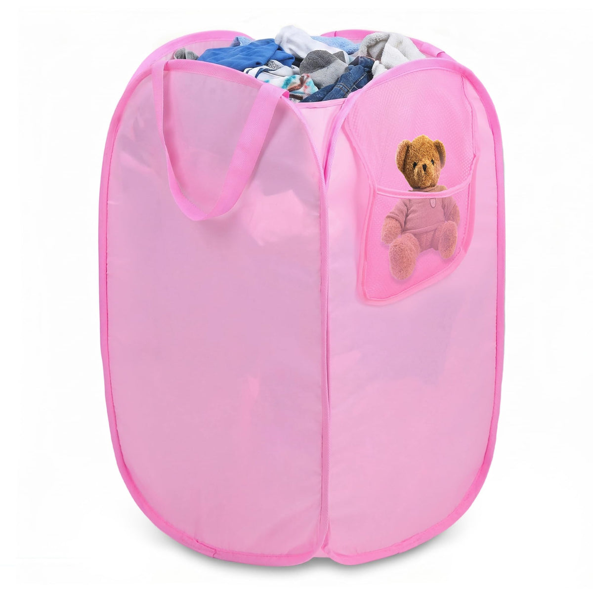 Foldable Laundry Basket, Pop Up Laundry Hamper with Handles, Collapsible Basket with Handy Pocket, Privacy Protection, Easy Carr