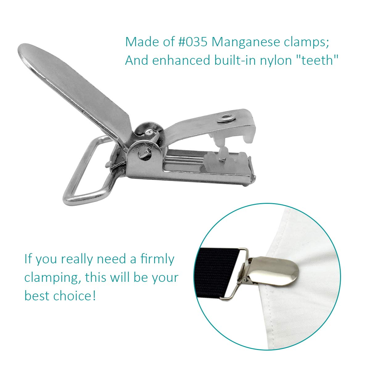 Raytour 20 Pieces Men Suspender Clips Heavy Duty Bed Sheet Fasteners Clips Sheet Straps Holder Fasteners Clips