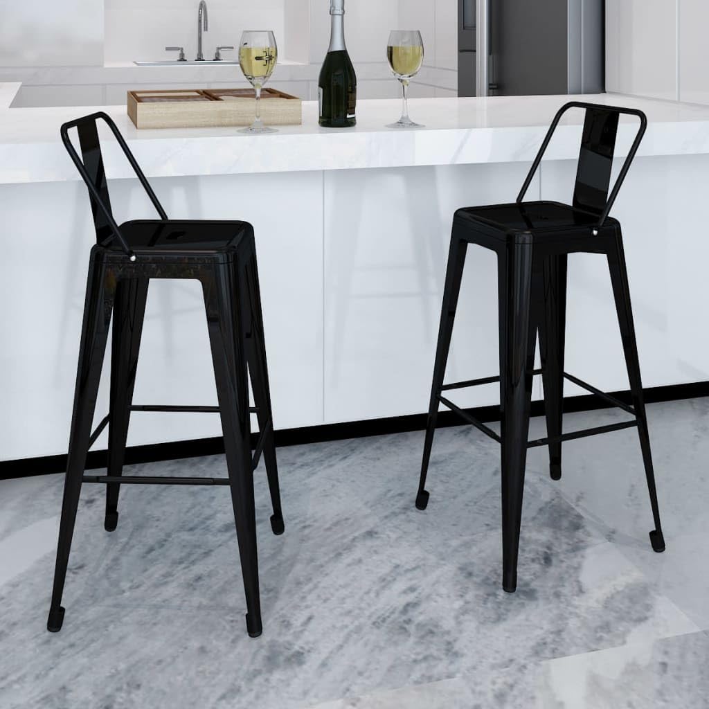 vidaXL Black Steel Bar Stools - Modern Minimalistic Design, Perfect for Any Home Decor, Comfortable Seating Experience, Sturdy Steel Structure, Set of 2