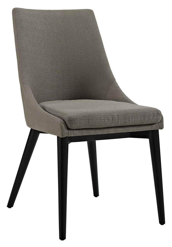 Modway Viscount Mid-Century Modern Upholstered Fabric Two Kitchen And Dining Room Chairs In Granite