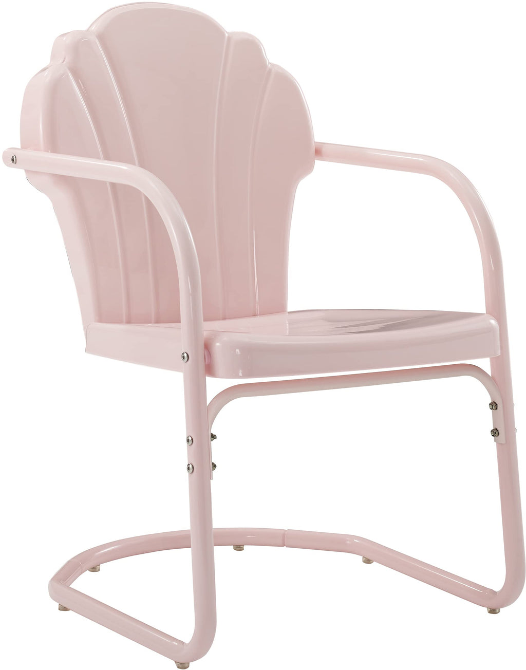 Crosley Furniture Tulip 2-Piece Outdoor Chair Set, Retro Metal Patio Chairs For Dining, Porch, Deck, Balcony, Pastel Pink Gloss