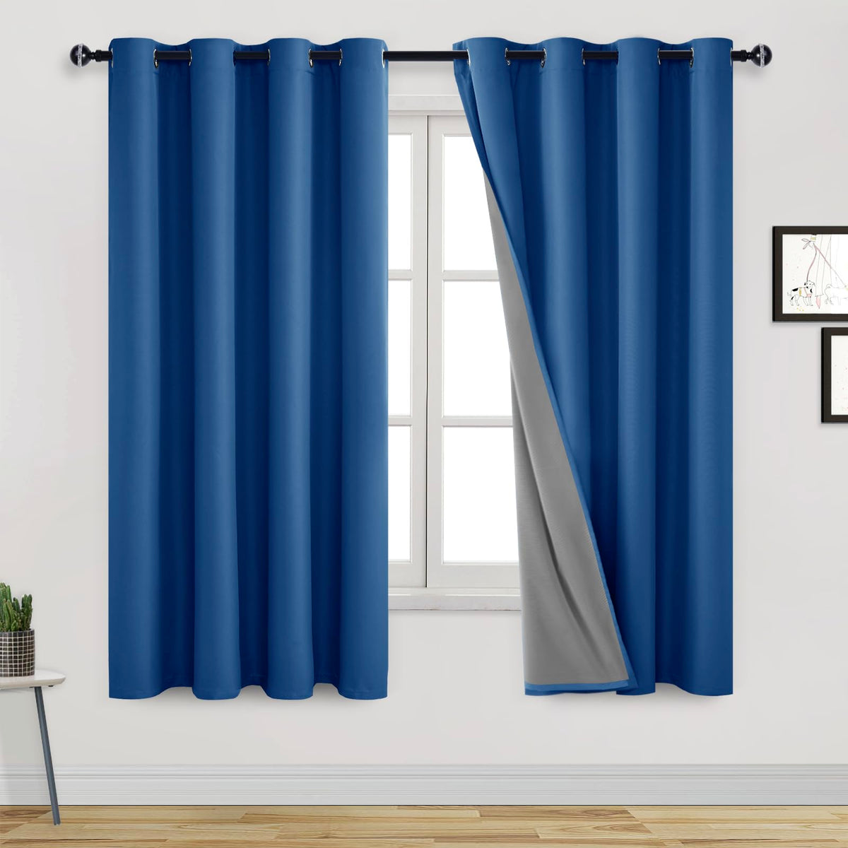 Dwcn 100% Blackout Curtains 63 Inch Length 2 Panels Room Darkening Noise Reducing 2 Thick Layers Window Treatment Sound Proof Dr