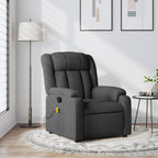 vidaXL Massage Recliner Chair - Dark Gray Fabric | 6-Point Vibration Massage | Thickly Padded | Adjustable Footrest & Backrest | Durable Wood & Metal Frame