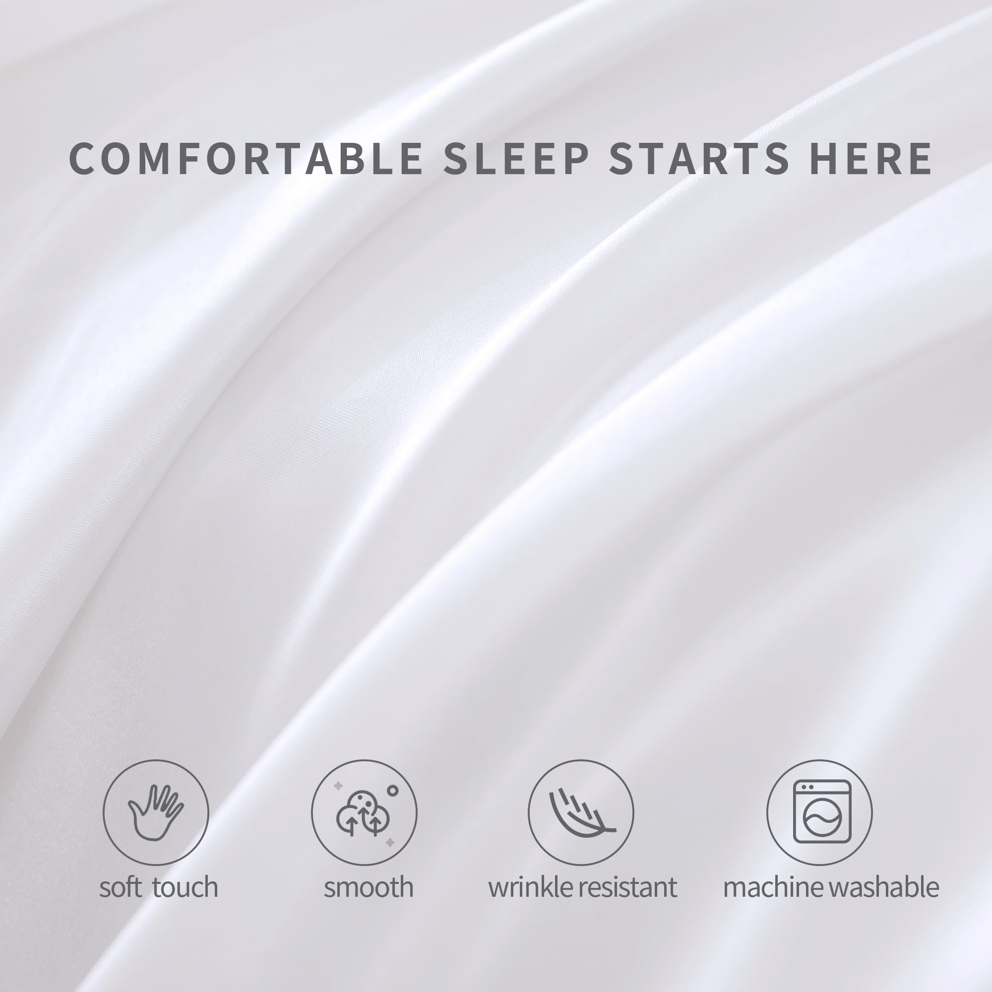 Candoury Satin Sheets Bed Set 4 Pcs, King Size Silky Bedding Set, Soft And Durable Pillowcase, Flat Sheet And Fitted Sheet, Hotel Luxury Bed Sheets Set(King, White)