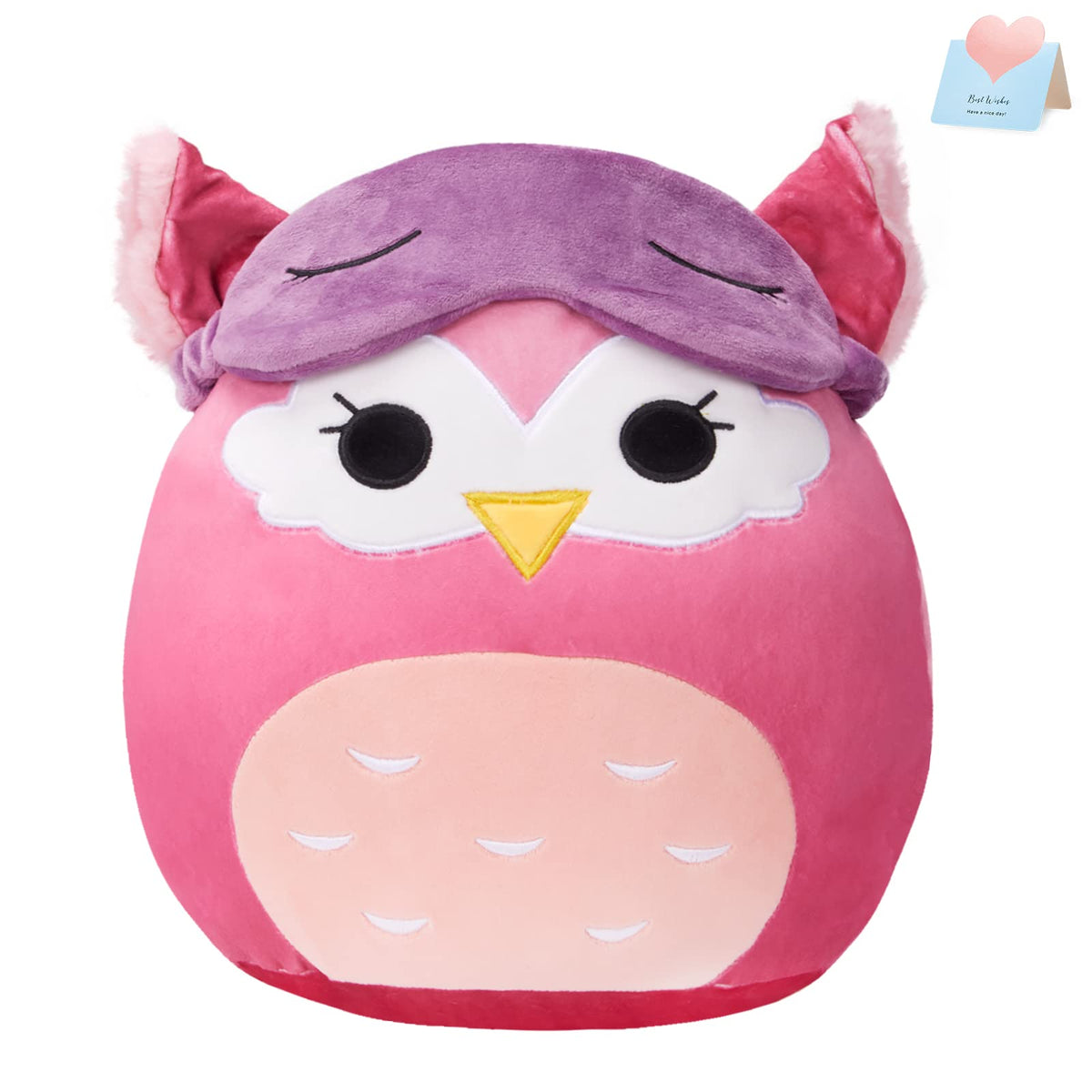 Bstaofy Cute Owl Soft Plush Pillow With Removable Eye Mask Squishy Owl Stuffed Animal Cushion Hugging Stretchy Nap Pillow Christ