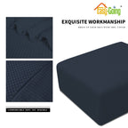 Easy-Going Stretch Square Ottoman Cover Folding Storage Stool Furniture Protector Soft Rectangle Slipcover With Elastic Bottom (30X30X15Inch, Dark Blue)