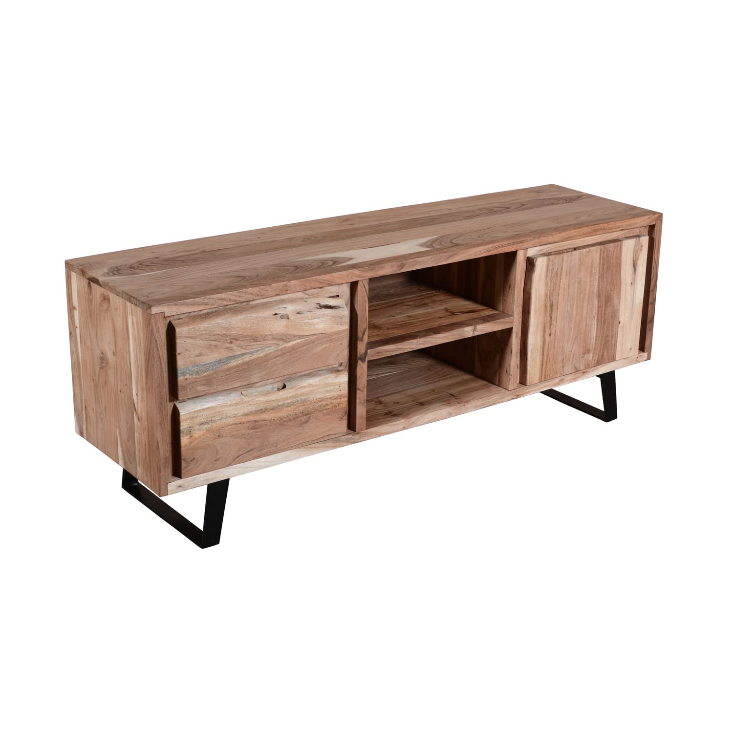 The Urban Port 57-Inches 2-Drawer Wooden TV Media Cabinet with 1 Door and Live Edge Design