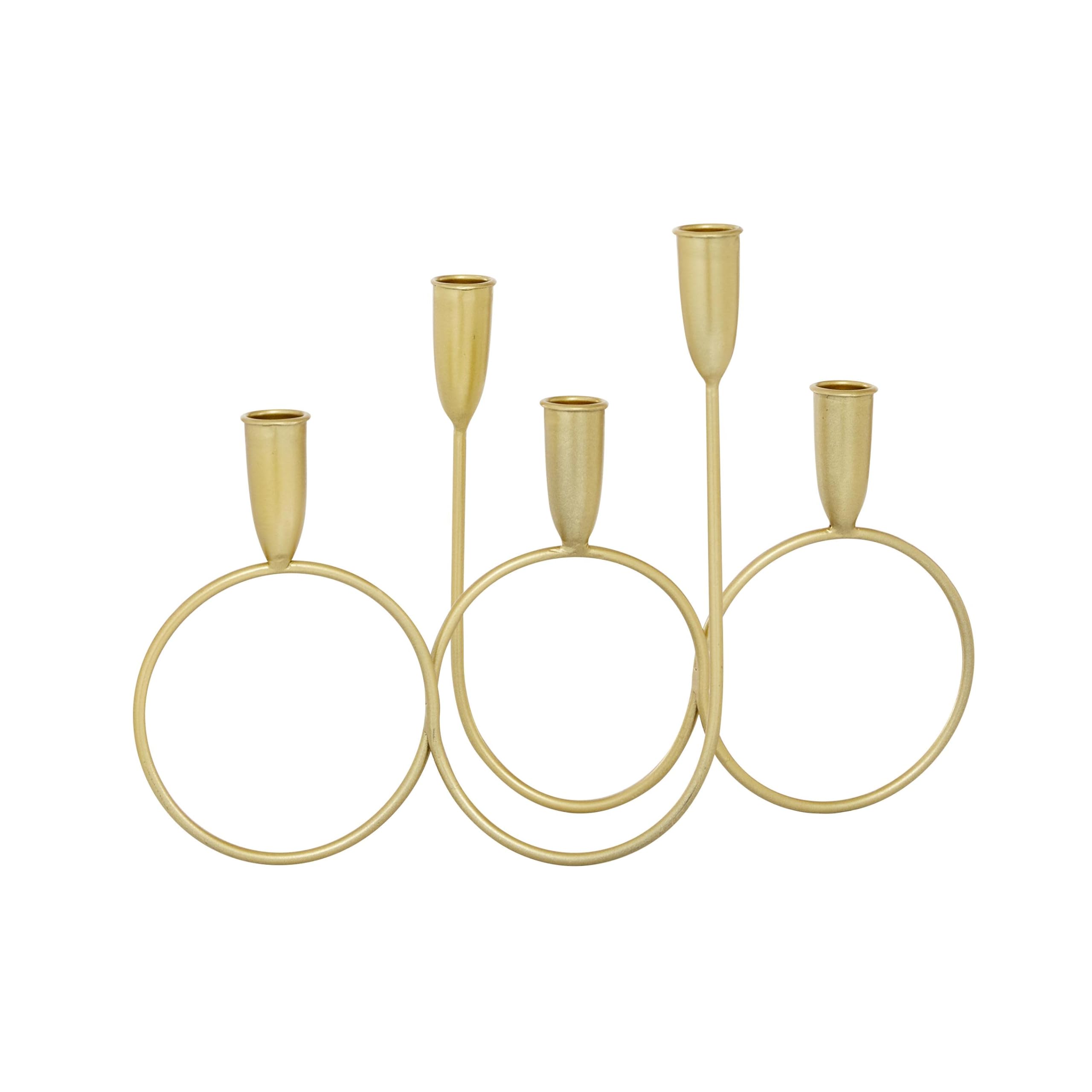 Cosmoliving By Cosmopolitan Metal Candelabra, 15'' X 5'' X 11'', Gold
