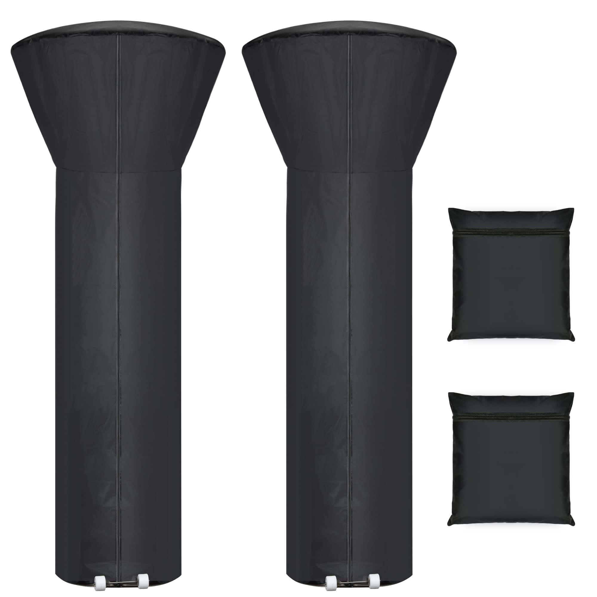 2 Pack Patio Heater Covers Waterproof With Zipper And Storage Bag, Outdoor Heater Cover Has Dustproof, Wind-Resistant, Uv-Resistant, Snow-Resistant Features For Patio Heater, 89”H X 33”D X 19”B