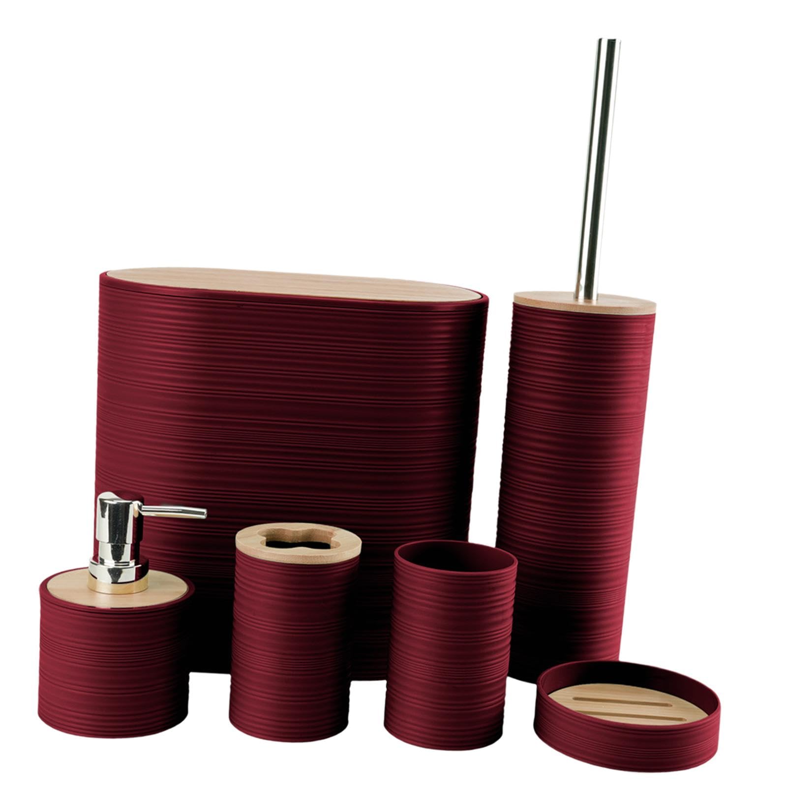 Club Bollywood 6Pcs Bathroom Accessories Portable Toilet Brush For Dorm Household Farmhouse Red|Home & Garden | Bath |Bath Acces