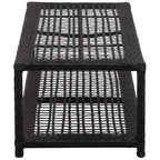 vidaXL Black Poly Rattan Metal Shoe Bench with Organizational Shelf – Robust, Lightweight, and Easy-to-Clean, Offers Ample Space & Comfortably Seats You While Wearing Footwear