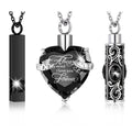 3 Pieces Cremation Urn Necklace for Ashes Keepsake Cremation Jewelry Vertical Bar Zircon Crystal Urn Necklace Urn Stainless Stee