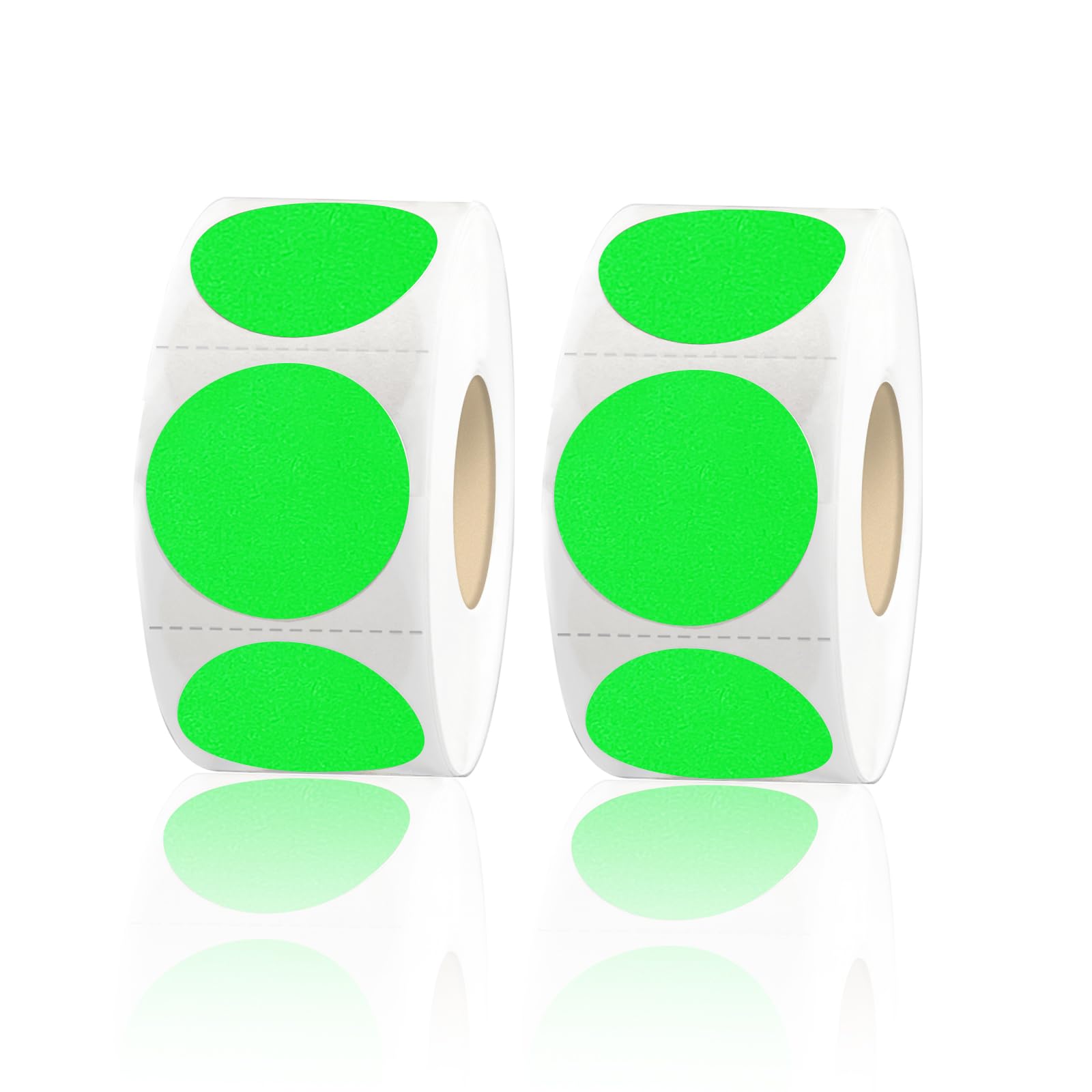 Starliboo Fluorescent Green Dot Stickers,1 Inch Round Color Coding Circle Dot Labels, 1600Pcs Permanent Adhesive Circle Stickers