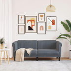 vidaXL Dark Gray Velvet 2-Seater Upholstered Loveseat - Comfortable Modern Couch with Supportive Legs for Living Room