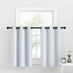 Nicetown Room Darkening Window Tiers, Kitchen/Bathroom/Kids Bedroom Decor Blackout Valances Thermal Insulated Window Treatment Short Curtain, White, 2 Panels, 34W By 36L With 1.2 Inches Header