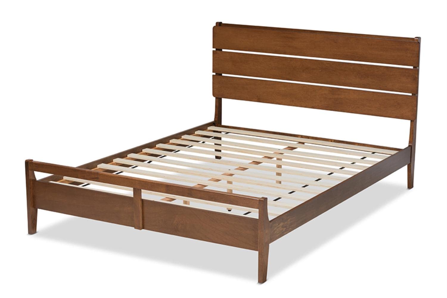 Baxton Studio Avena Mid-Century Modern Walnut Finished Wood Queen Size Platform bed