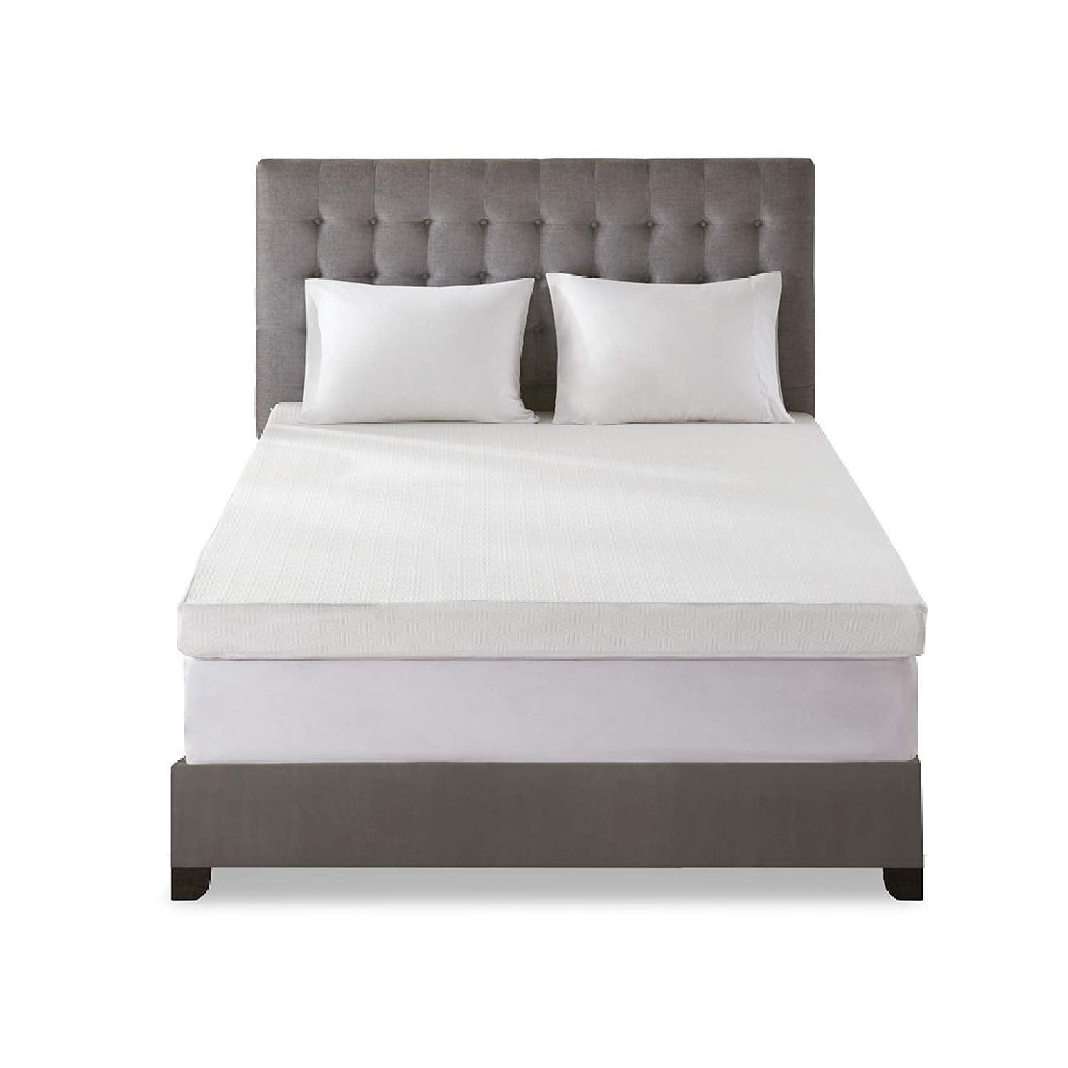 Sleep Philosophy Gel Infused Memory Foam Mattress Topper Luxurious, All Season Enhanced Bed Support, Queen, White Removable 3M C