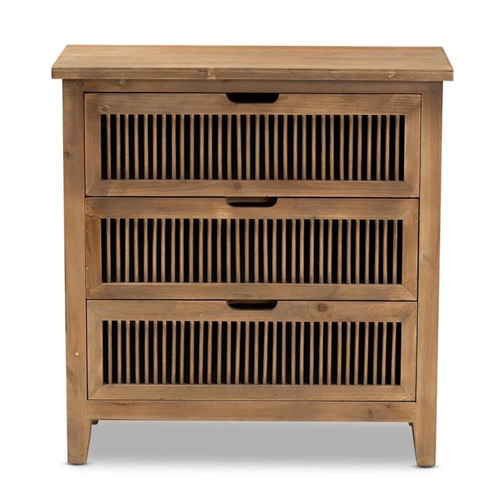 Baxton Studio Clement 3-Drawer Wood Spindle Chest - Thumbnail 2