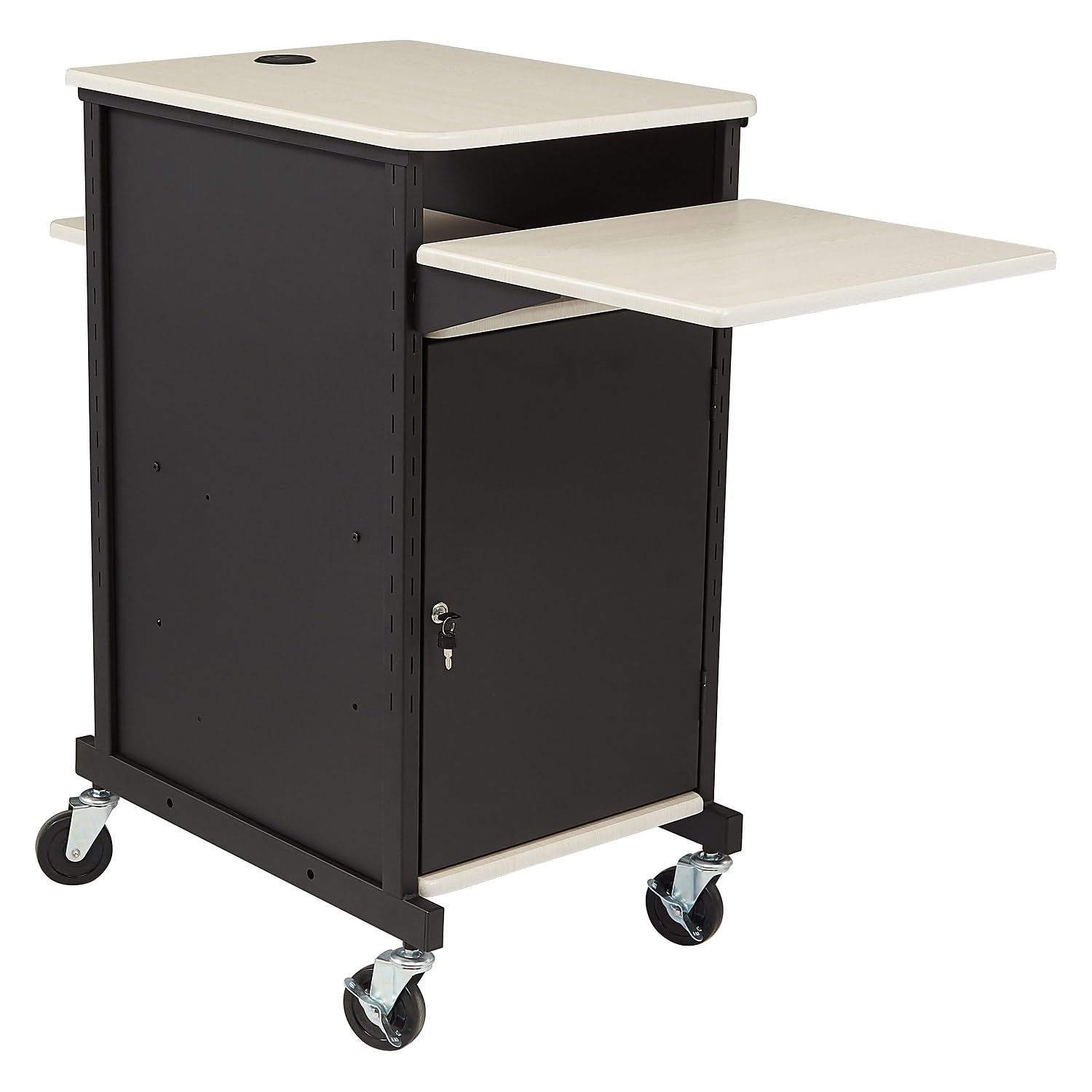 Oklahoma Sound Prc-400 Jumbo Presentation Cart, 33" Length X 21" Width X 40" Height, Ivory Woodgrain