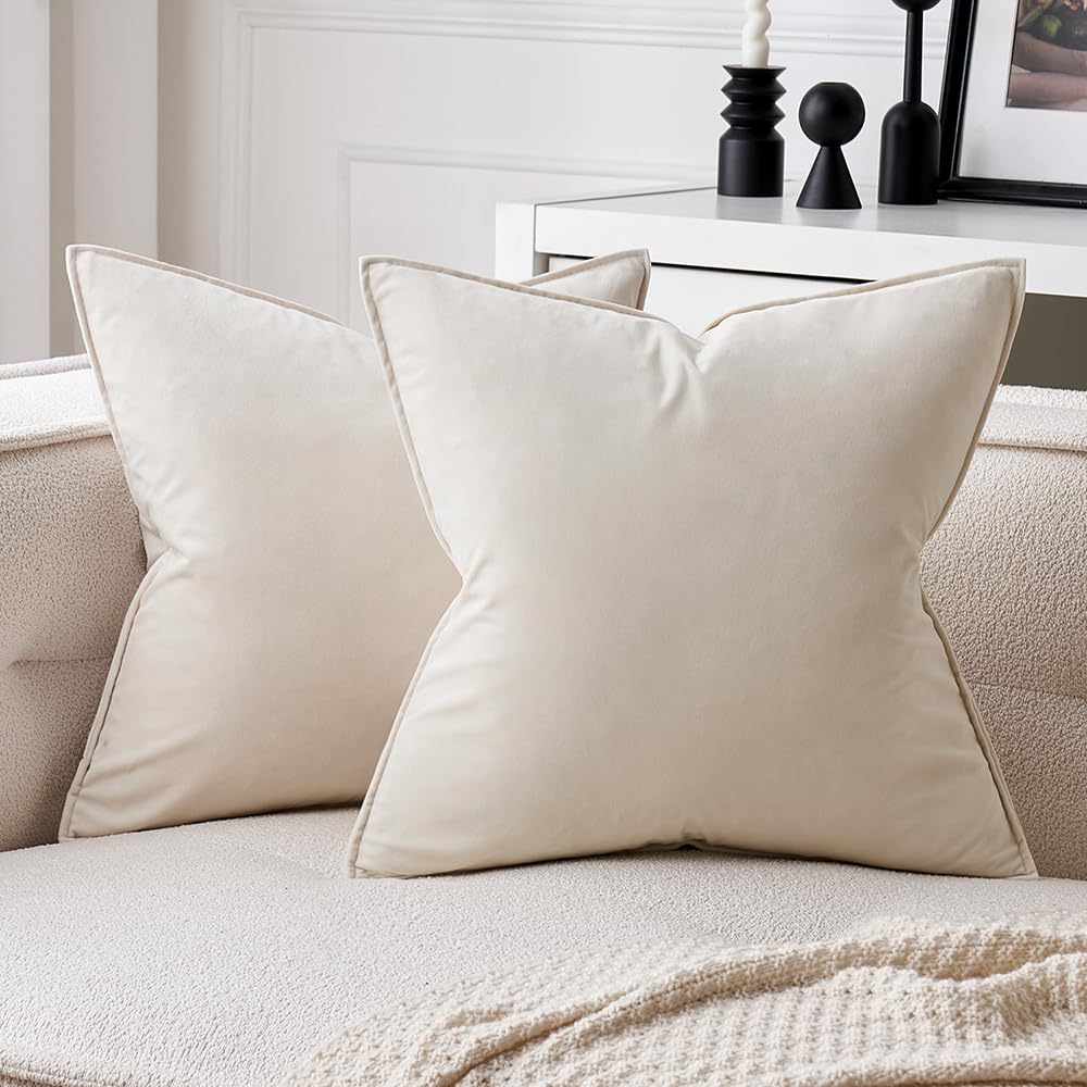 Miulee Pack Of 2 Decorative Velvet Throw Pillow Cover Soft Pillowcase Solid Square Cushion Case For Sofa Bedroom Car 16X16 Inch