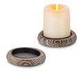 Romadedi Wood Candle Holder Farmhouse Decor - Pillar Candle Holders for Table Centerpiece Small Tray Riser Set of 2 Round Wooden