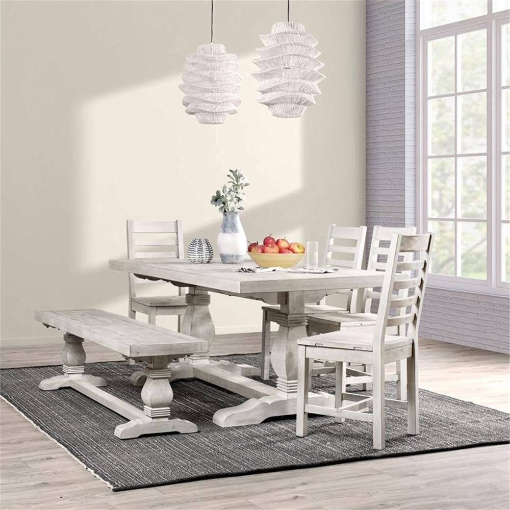 Kosas Home Quincy 78&Quot; Reclaimed Solid Pine Wood Dining Table In Nordic Ivory