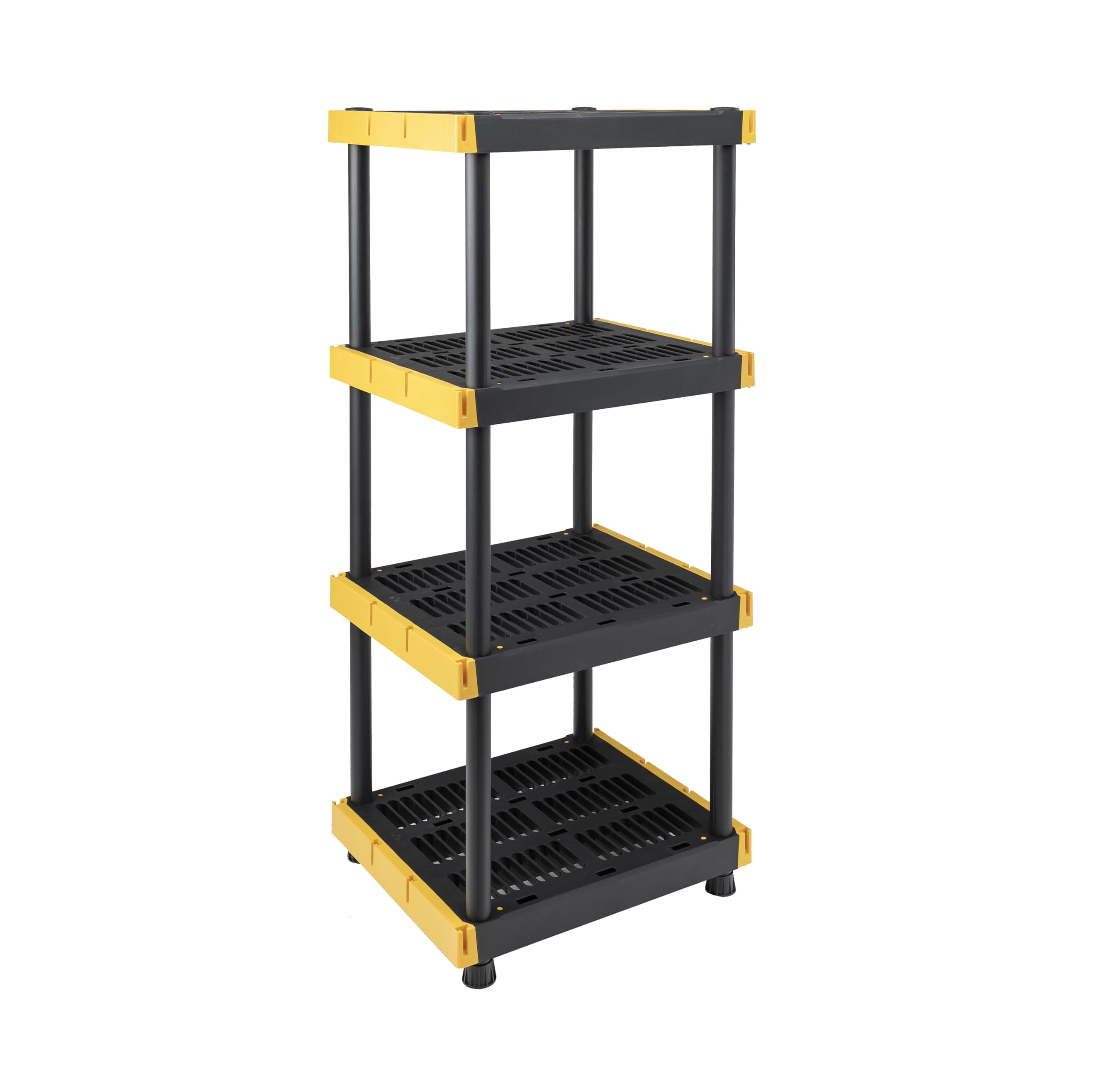Black & Yellow 4-Tier Heavy Duty Plastic Storage Shelving Unit, 100Lbs/Shelf (55   H X 24   W X 20   D), For Indoor/Outdoor Orga