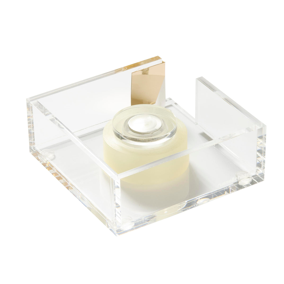 Russell+Hazel Acrylic Bloc Tape Dispenser, Clear, 4    X 4    X 1.5   , Gold, (32025)