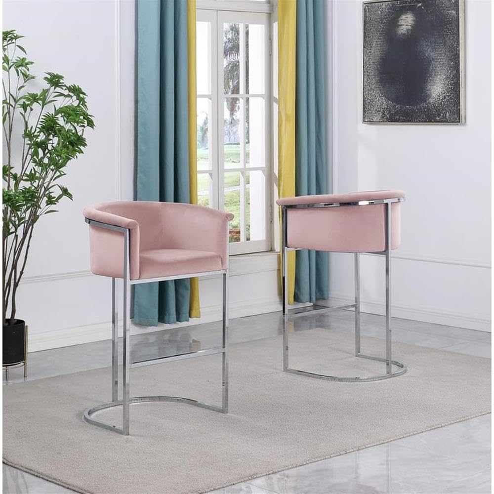 Best Quality Furniture CH210-220 Counter Height Chairs, Single, Pink/Silver