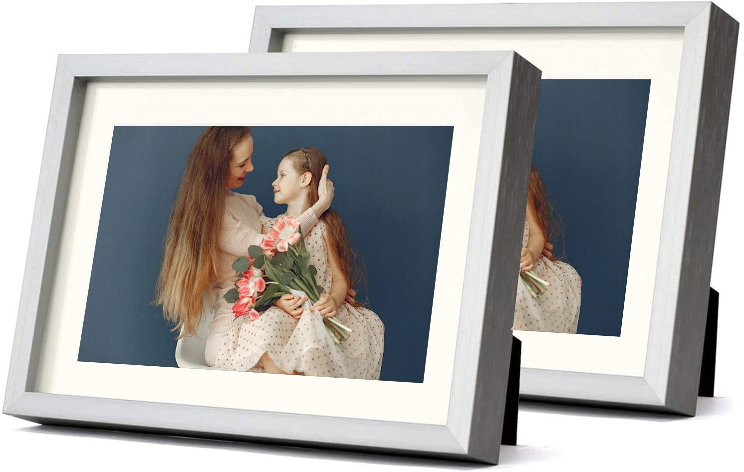 Golden State Art, Silver 5x7 Picture Frame - Display Photos 4x6 with Mat or 5x7 inch Without Mat - Shatter-Resistant Glass Alumi