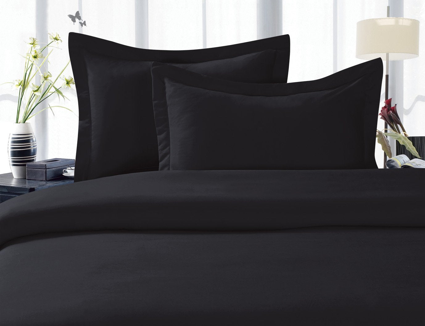 Elegant Comfort 3 Piece 1500 Thread Count Luxury Ultra Soft Egyptian Quality Coziest Duvet Cover Set, King/California King, Blac