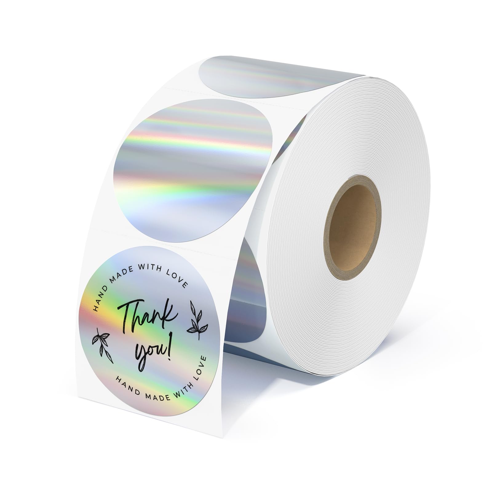 Munbyn 2' Circle Holographic Thermal Label Stickers, Round Printable Rainbow Glitter Thermal Printer Sticker Labels For Christm