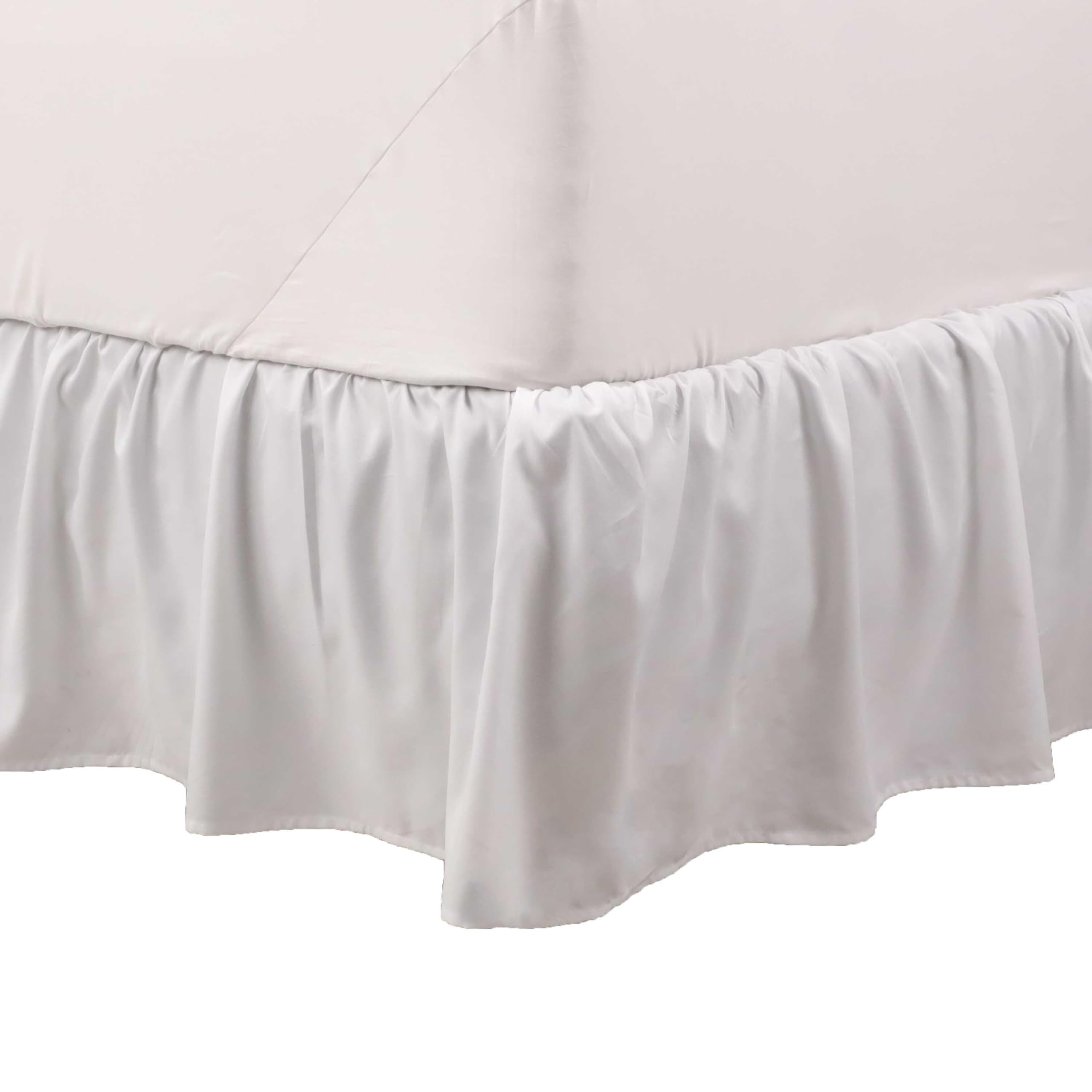 Martex Twin Ruffle Bed Skirt | Easy Fit Bed Skirts | Microfiber Bed Skirt | 15 Inch Drop | Hotel Quality Bedskirt | White