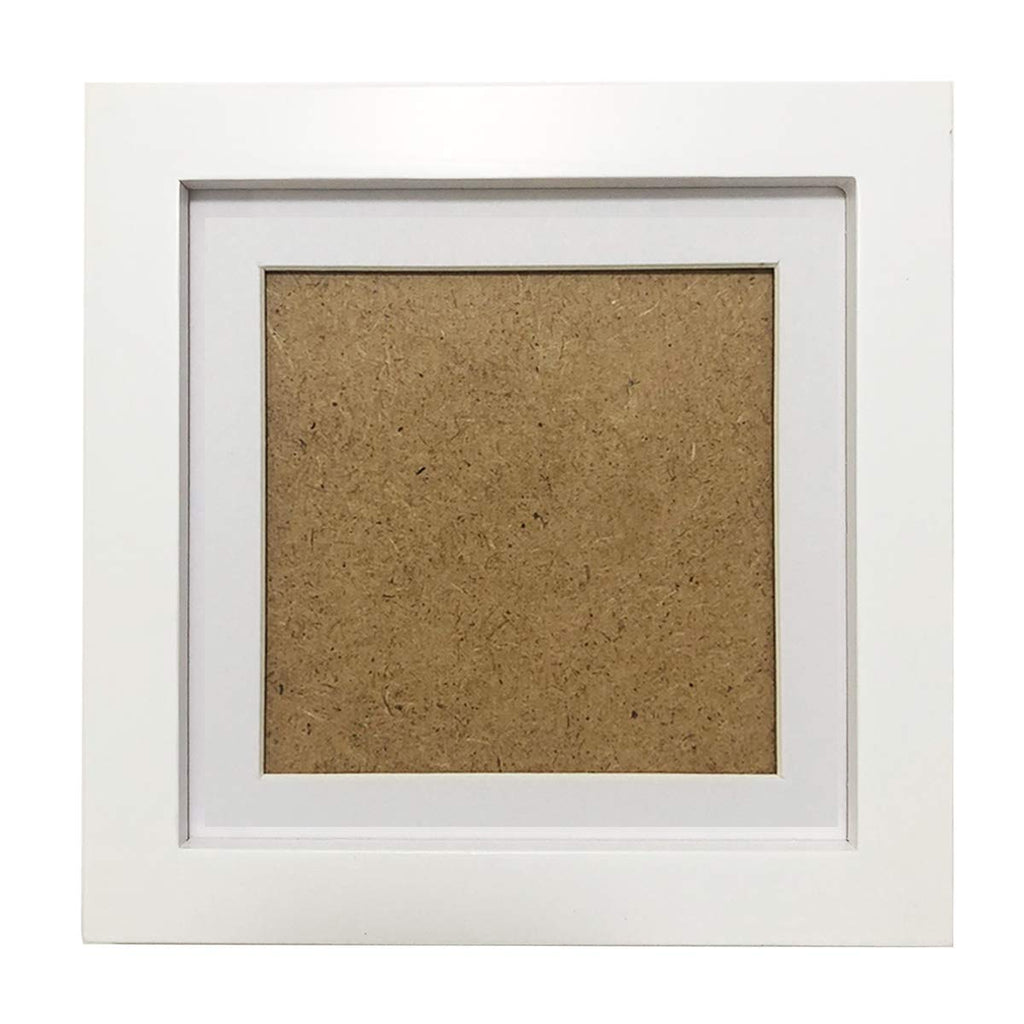 7x7 Picture Frames with 4x4 Opening Mat. 7x7 Photo Frame White Square. Solid Wood.Plastic Panel.The Protective Film Must be Remo