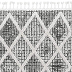 HomeRoots 3' X 5' Charcoal Diamonds Area Rug with Fringe